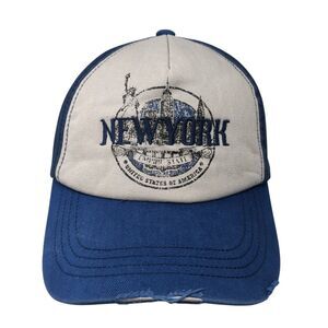 New York United States of America Strapback Baseball Cap Blue OS Adjustable